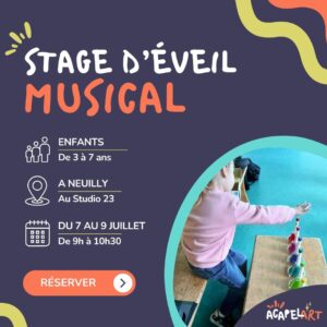 Stage éveil musical pour les 3 - 7 ans, à Neuilly au mois de juillet 2026